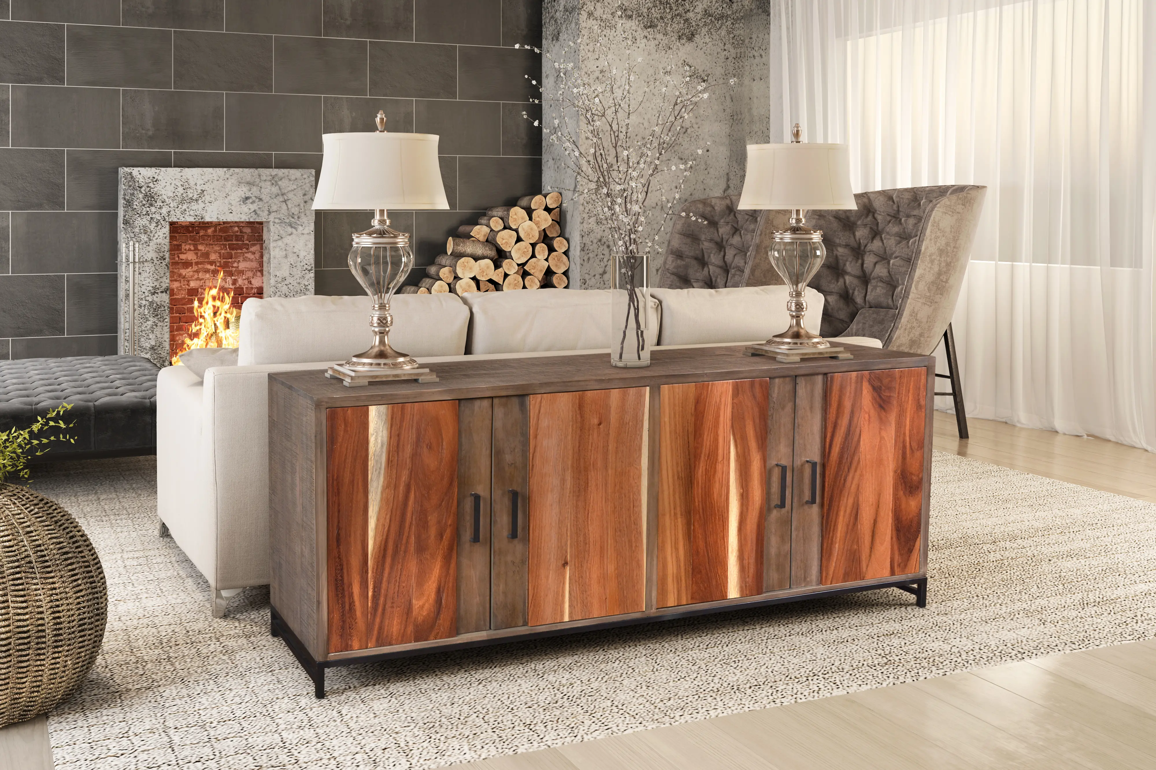 Monteverde Pine 4 Door Cabinet-1