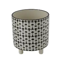 DF0121/BLK/WHT/PLNTR 8  Black and White Stoneware Planter