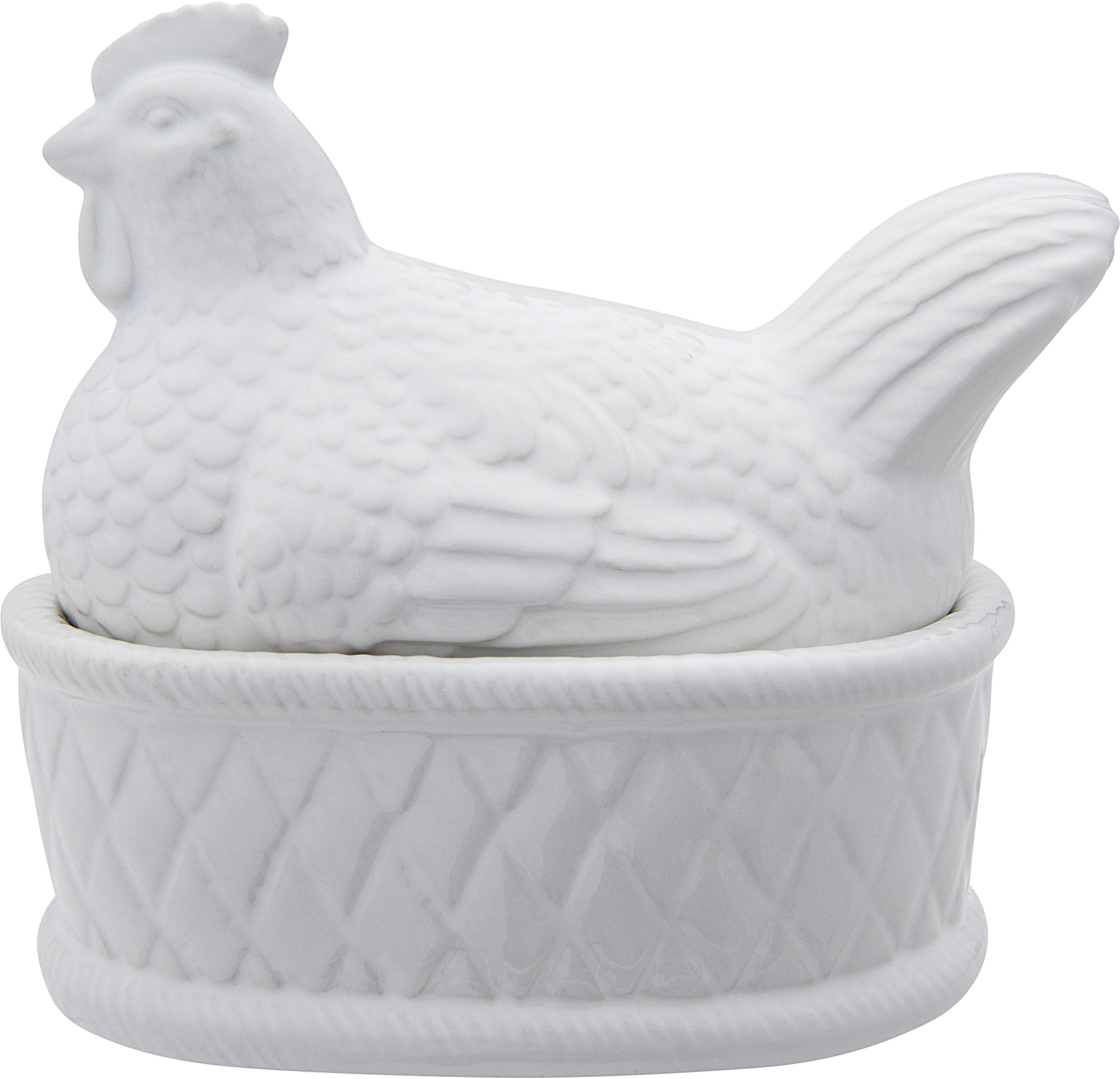 DF1360/CHICKENDISH White Ceramic Chicken Covered Dish-1