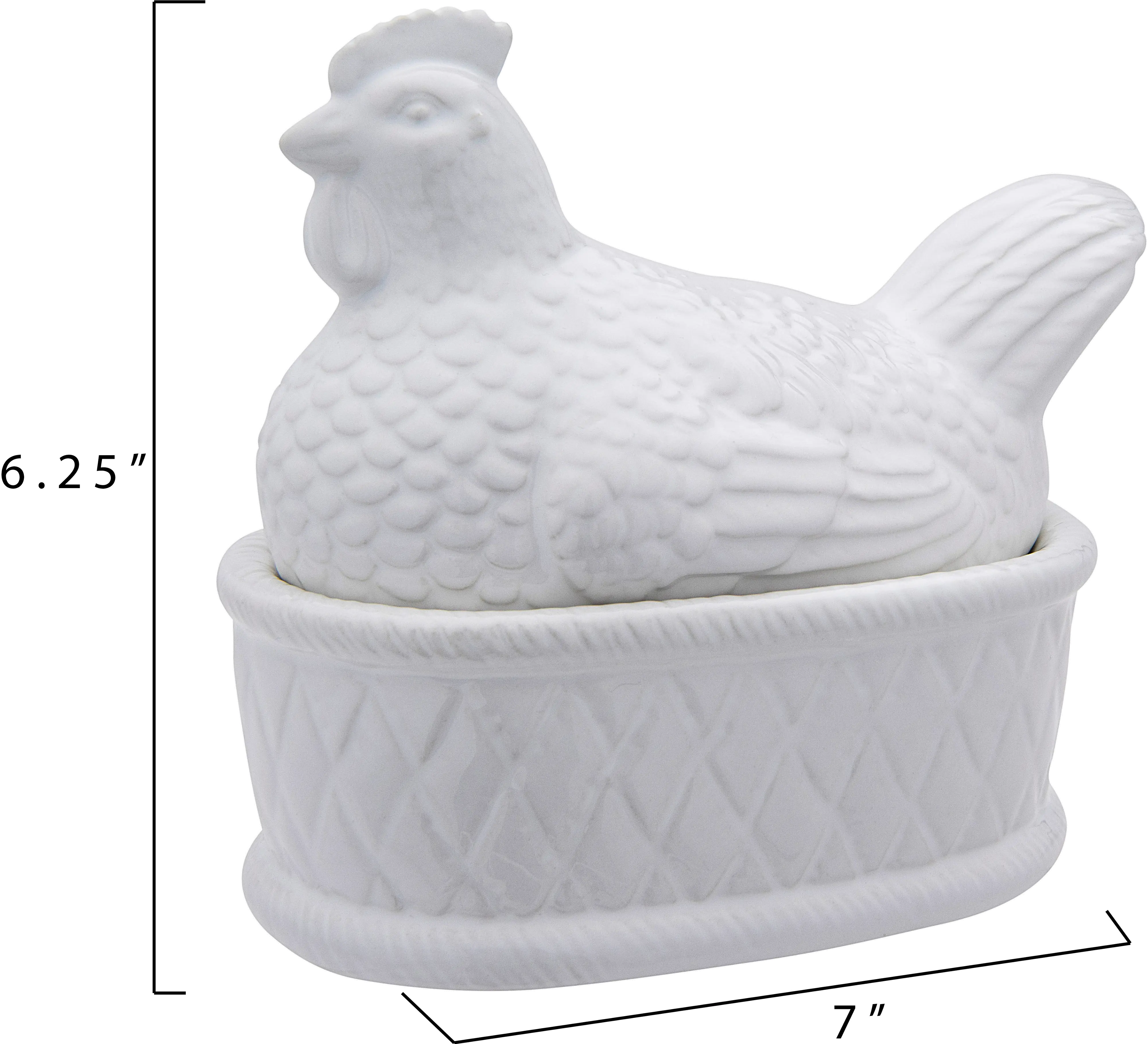 DF1360/CHICKENDISH White Ceramic Chicken Covered Dish-4