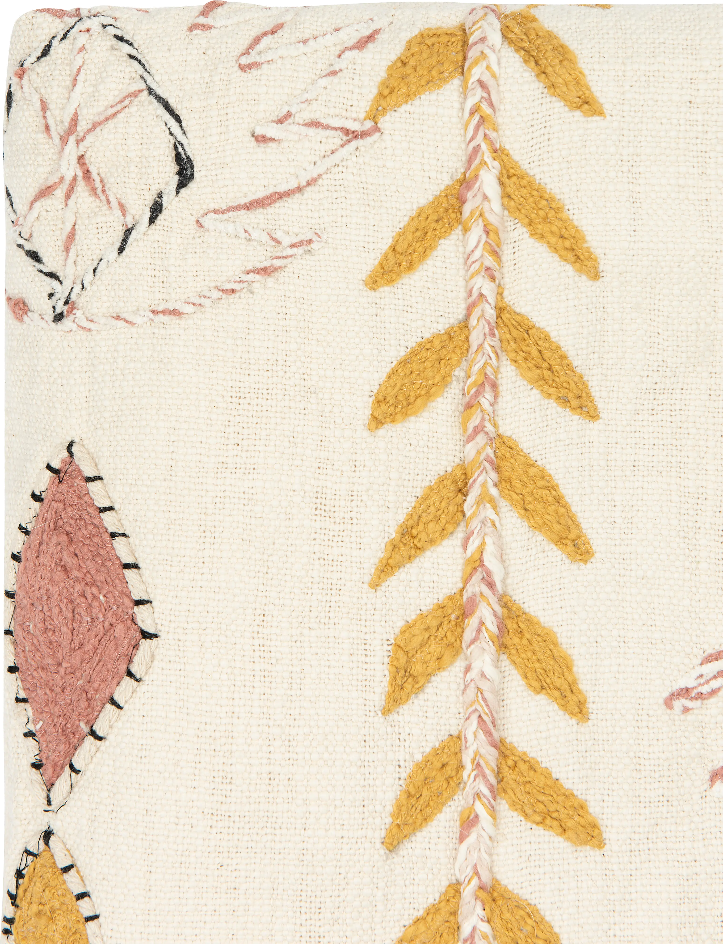 DF1631/CRMTHROW Cream Embroidered Throw Blanket with Tassels and Applique-2