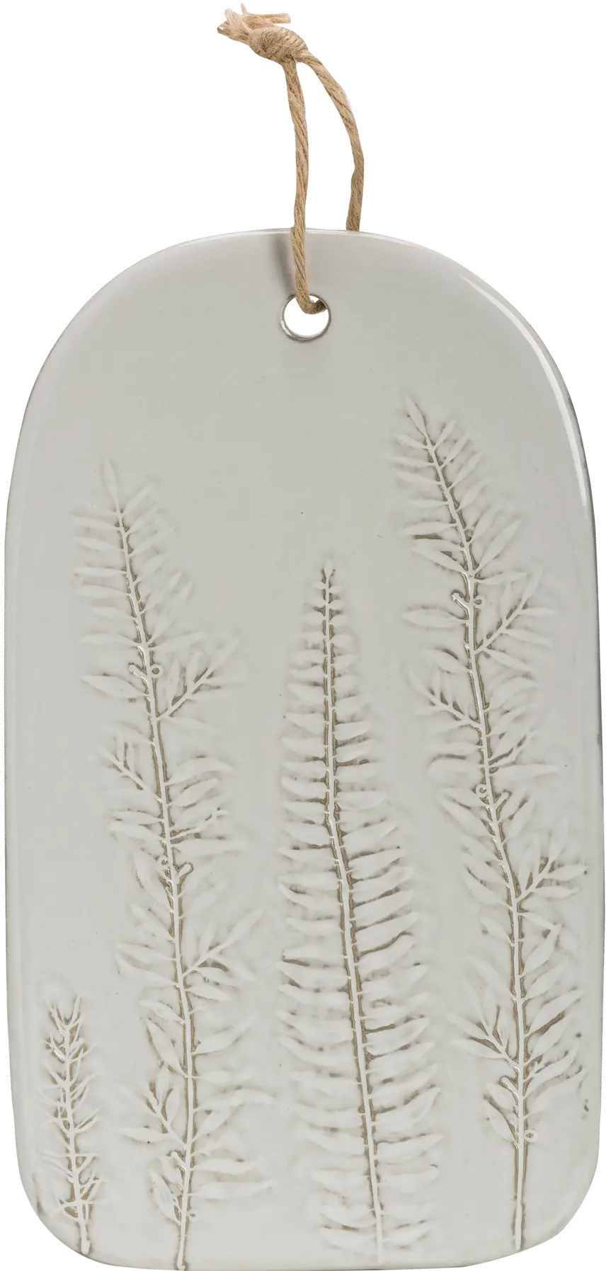 DF1839/WHTBOARD White Porcelain Serving Board with Frond Impressions-1