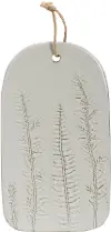 DF1839/WHTBOARD White Porcelain Serving Board with Frond Impressions