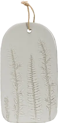 DF1839/WHTBOARD White Porcelain Serving Board with Frond Impressions