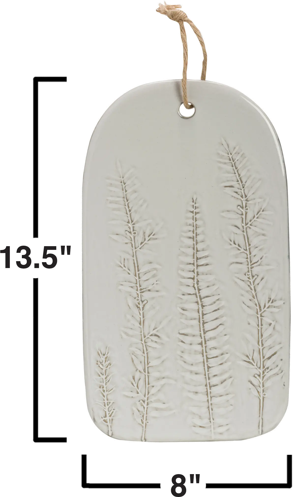 DF1839/WHTBOARD White Porcelain Serving Board with Frond Impressions-2