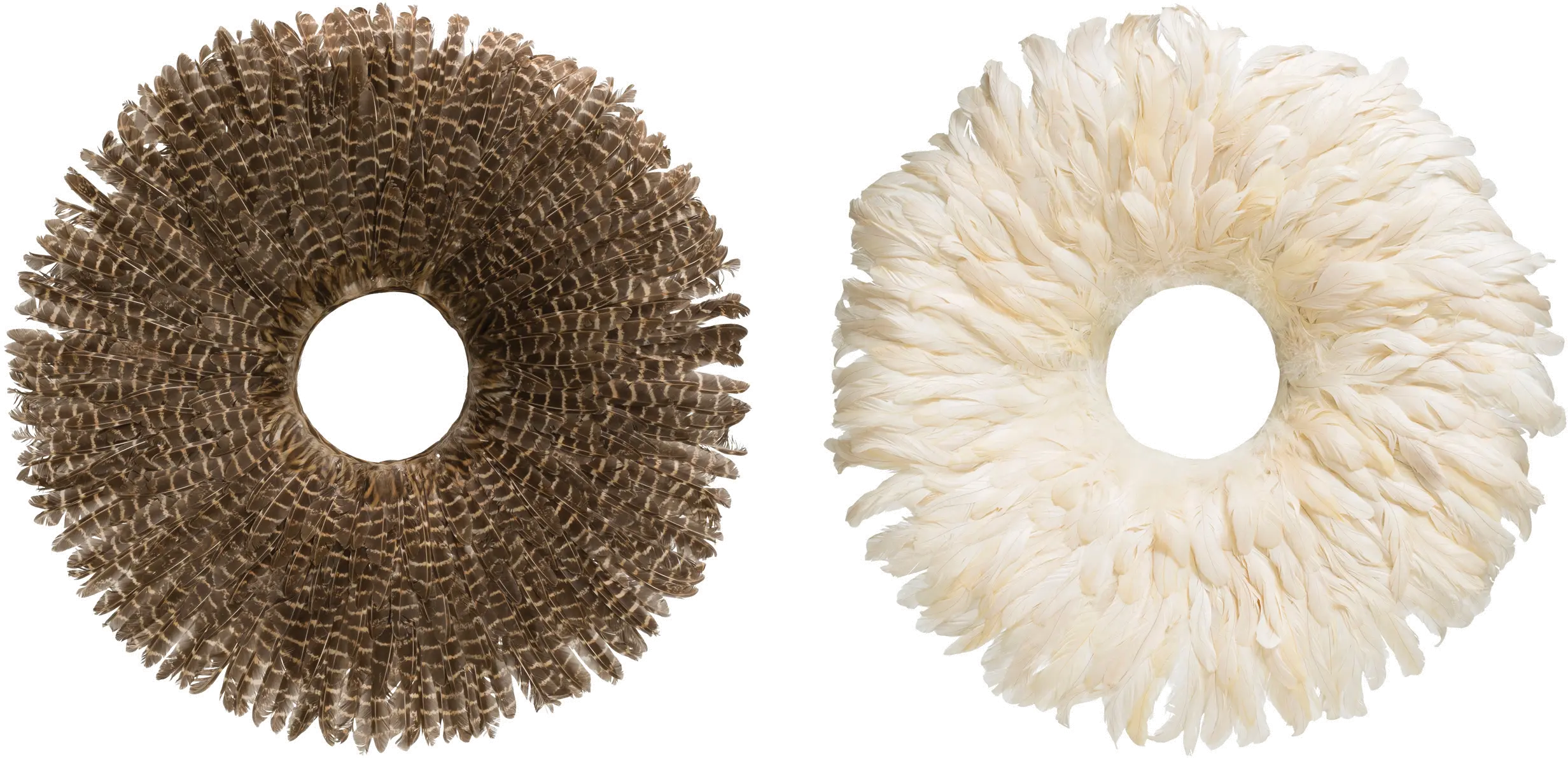 DF1892A-A/2-IND Assorted 23 Inch Round Feather Wall Decor-1