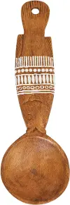 DF2276/WALLSPOON Mango Wood Fish Shaped Spoon with White Pattern