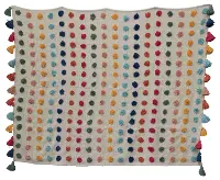DF2390/MULTITHROW Multi Color Dot Cotton Throw Blanket with Tassels