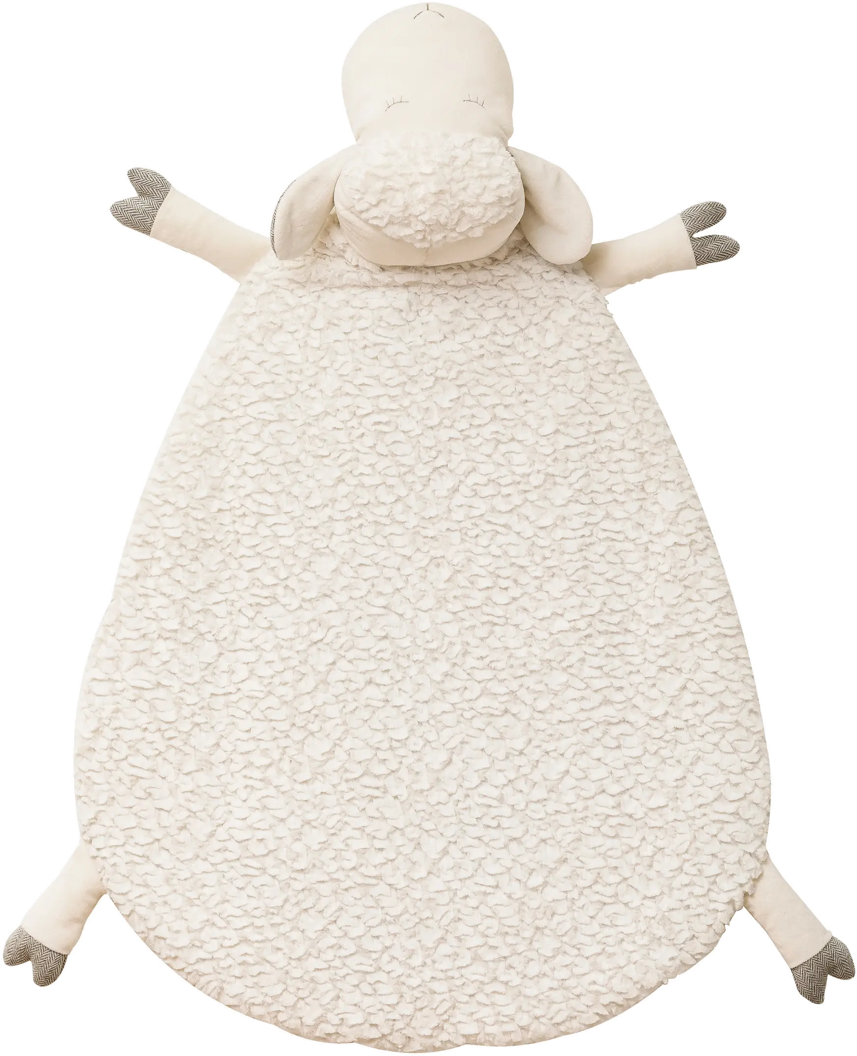 DF2661/WHTSHEEP White Fabric Tummy Time Sheep Mat-1
