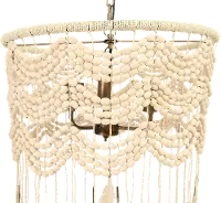 DF2885/BEADLAMP Cotton, Metal and Wood Bead Pendant Lamp with Tassels