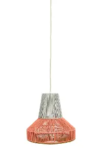 DF2983/SALMONLAMP Gray and Salmon Two Tone Cotton String Pendant Lamp