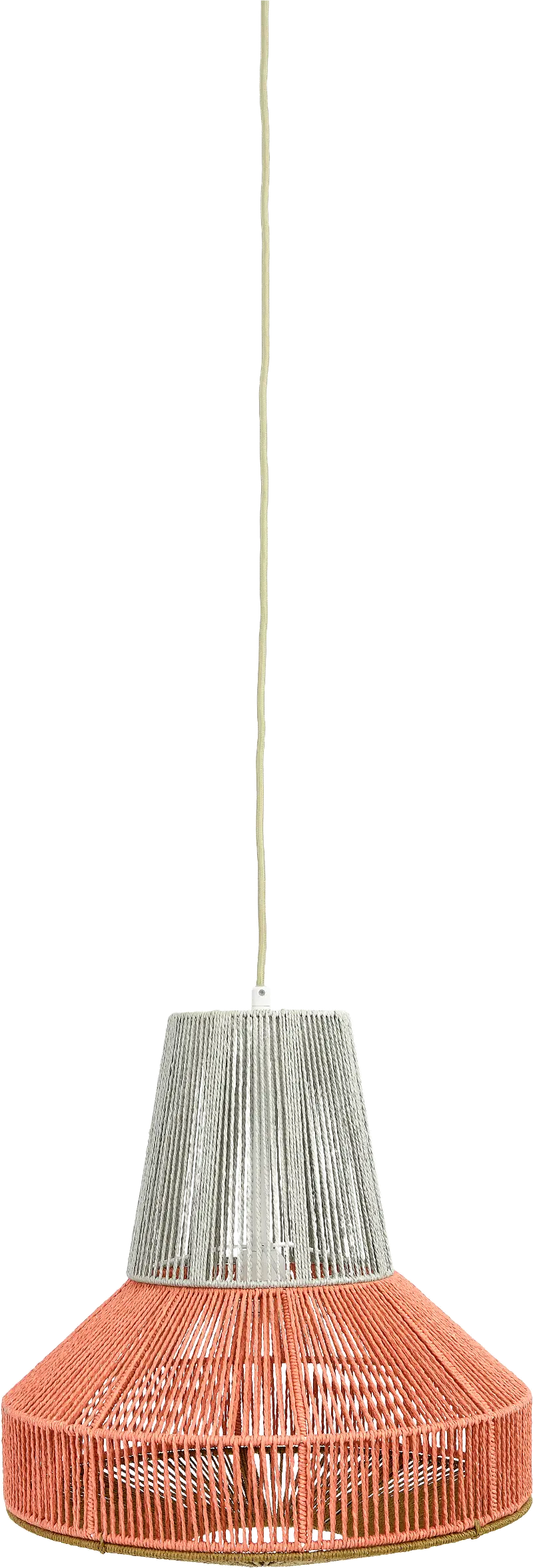 Gray and Salmon Two Tone Cotton String Pendant Lamp