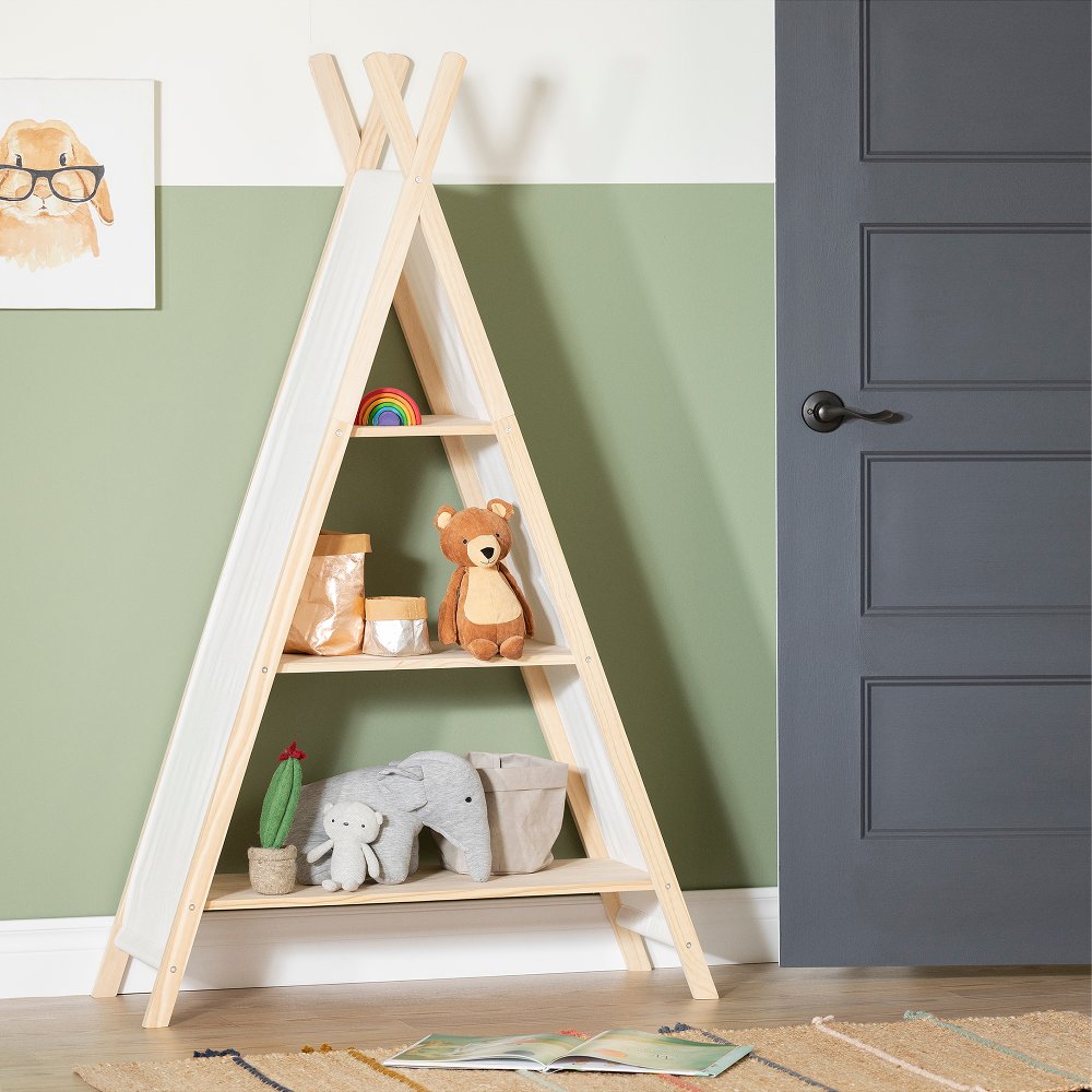 Sweedi Natural White Cotton and Pine Teepee Shelving Unit - South Shore