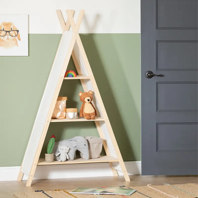 Sweedi Natural White Cotton and Pine Teepee Shelving Unit - South Shore
