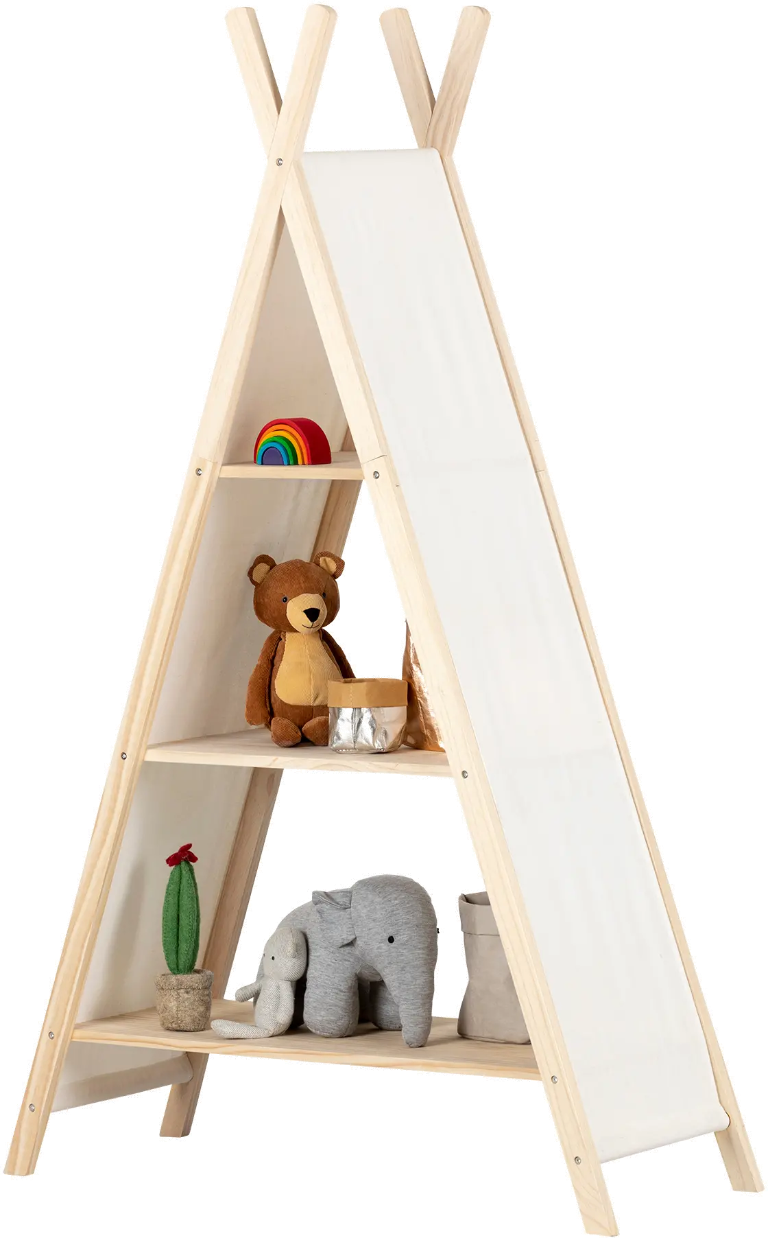100388 Sweedi Natural White Cotton and Pine Teepee Shelving Unit - South Shore-1