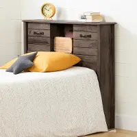 11912 Ulysses Brown Oak Twin Bookcase Headboard - South Shore