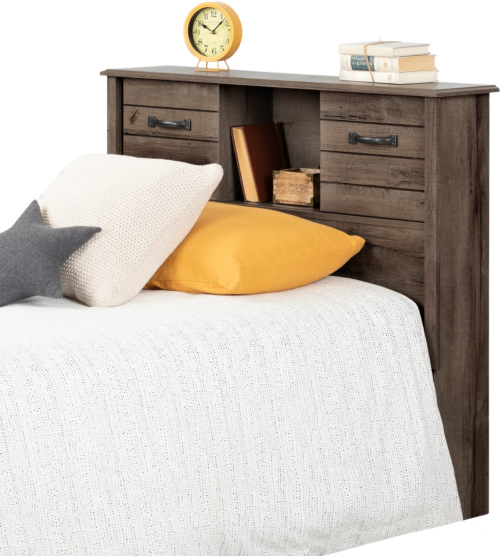 11912 Ulysses Brown Oak Twin Bookcase Headboard - South Shore-6
