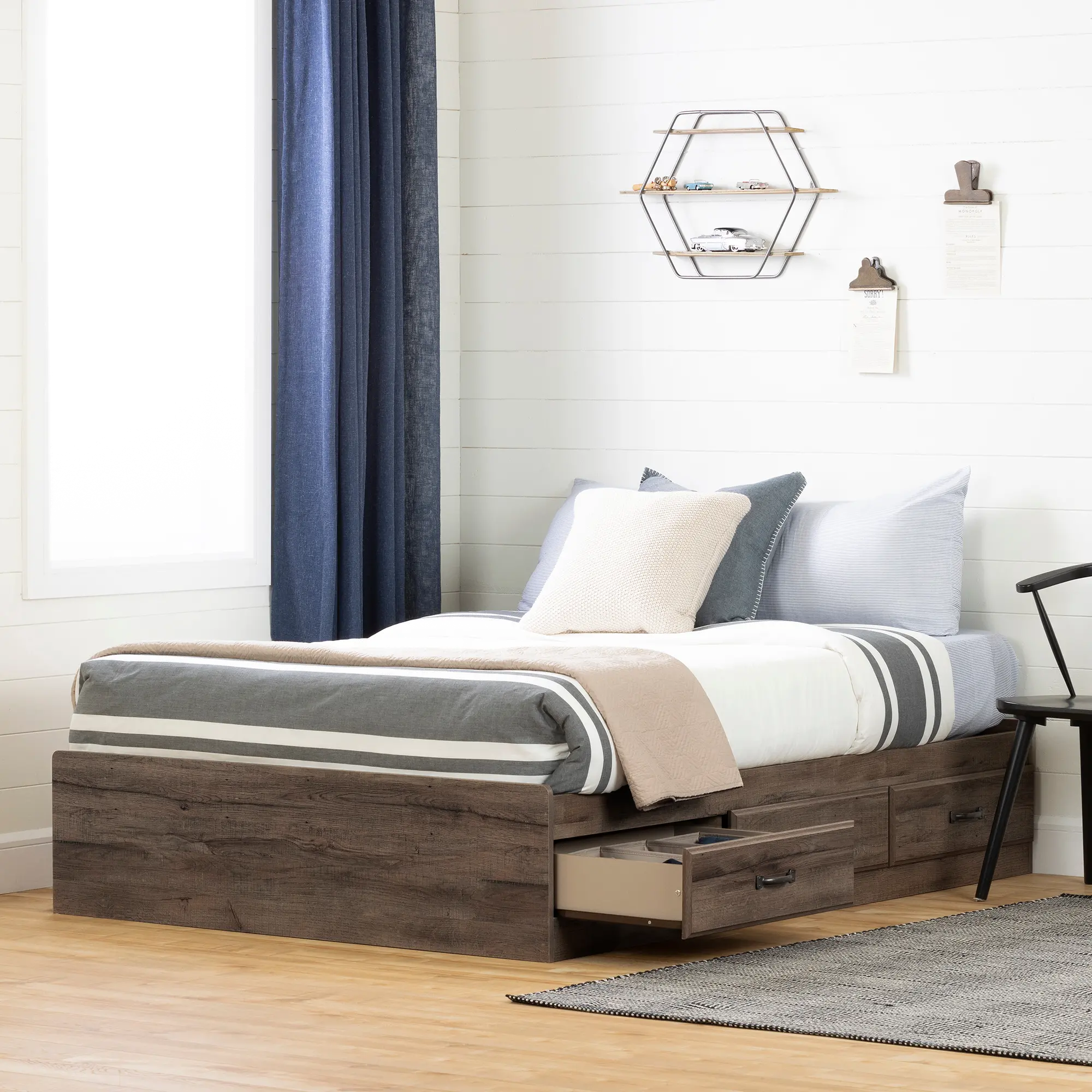 11914 Ulysses Brown Oak Full 3-Drawer Mates Bed - South Shore-2