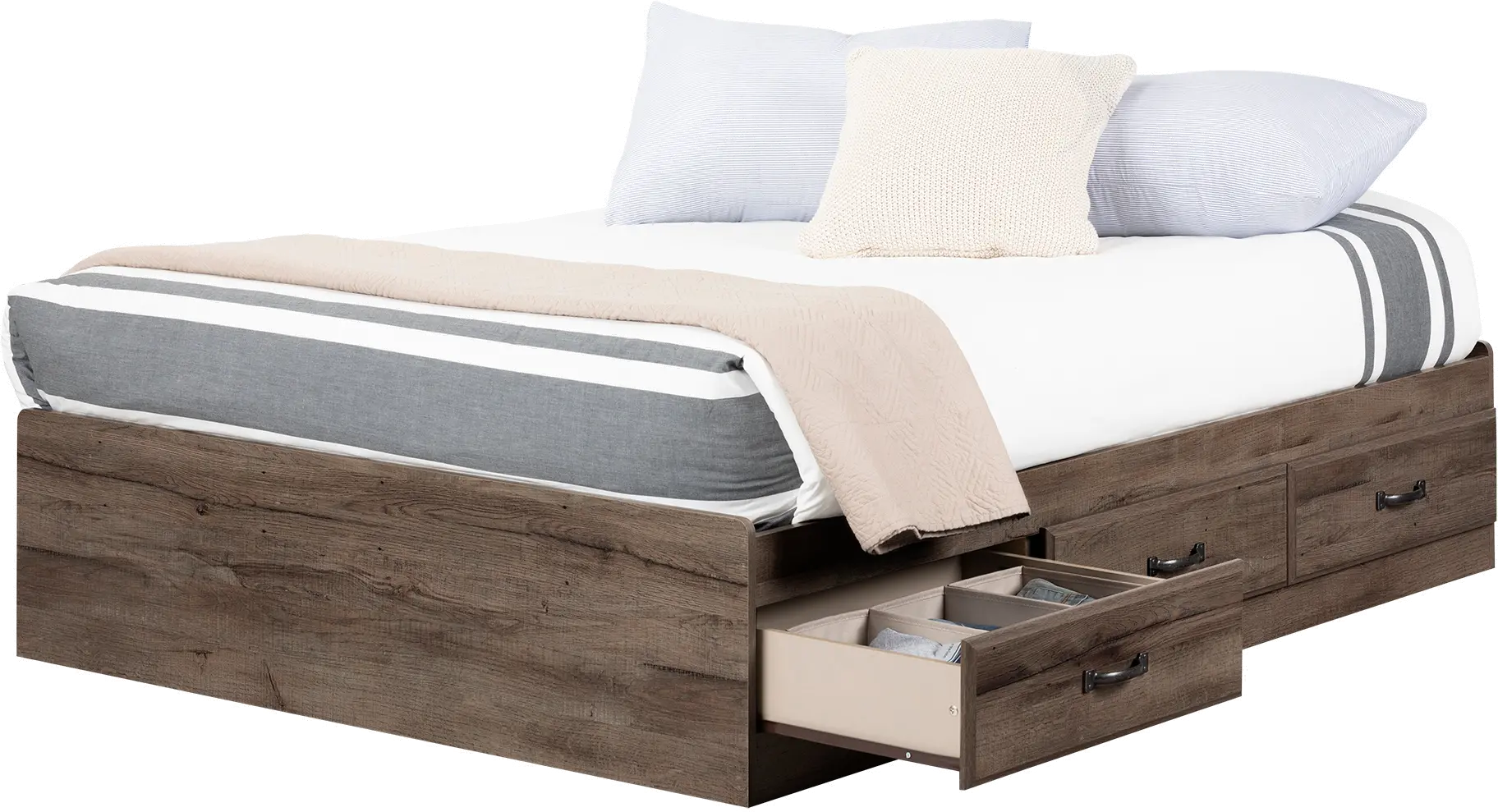 11914 Ulysses Brown Oak Full 3-Drawer Mates Bed - South Shore-1