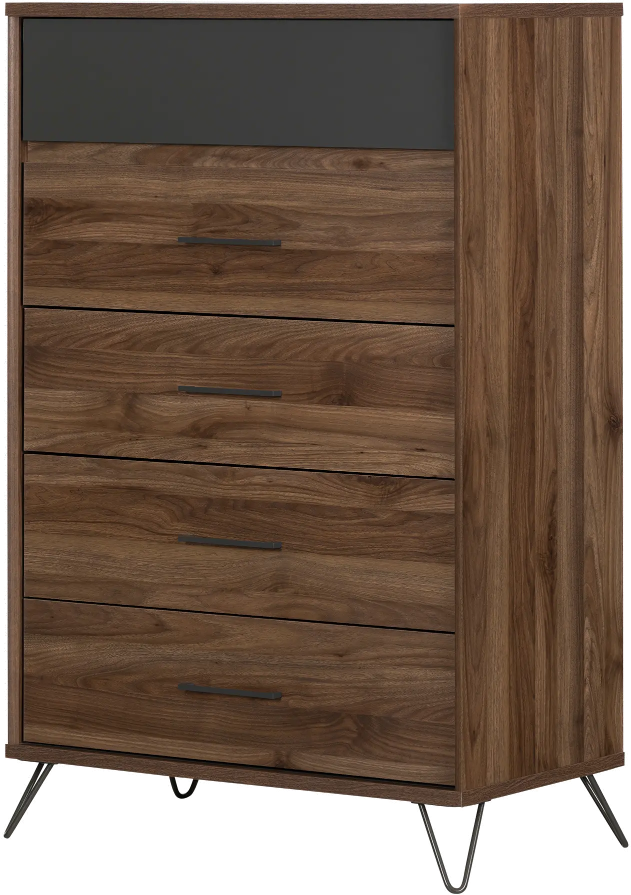 12073 Modern Walnut and Charcoal Chest of Drawers - South Shore-1
