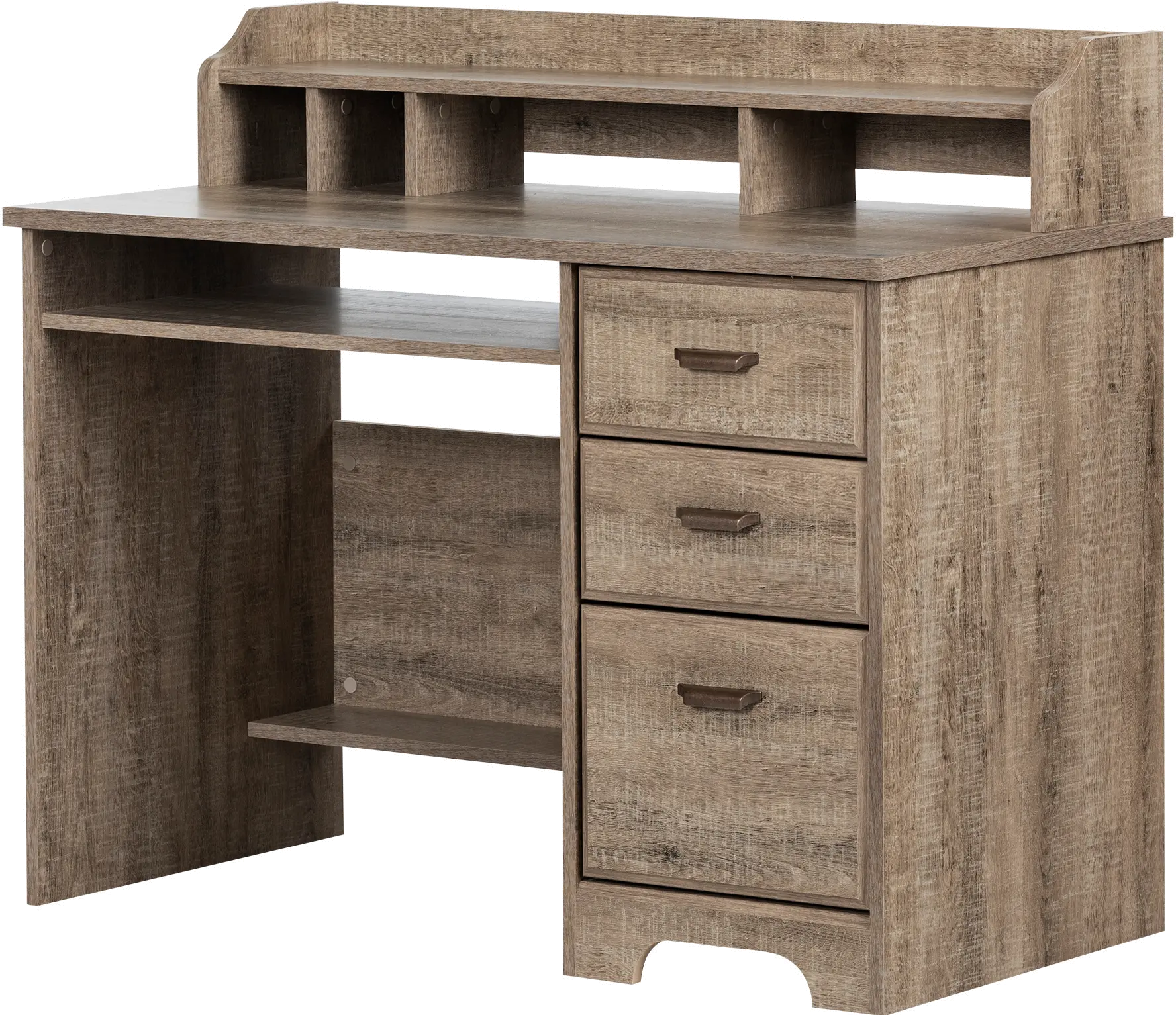 12109 Versa Dark Brown Oak Computer Desk with Hutch - South Shore-5