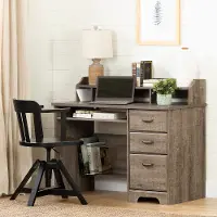 12109 Versa Dark Brown Oak Computer Desk with Hutch