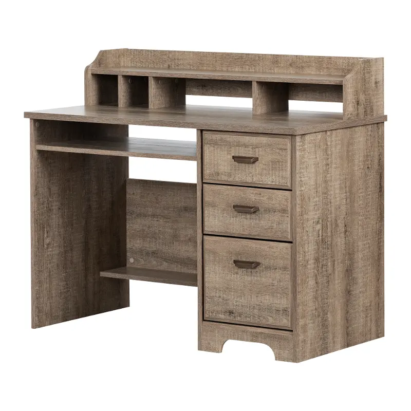 Versa Dark Brown Oak Computer Desk with Hutch