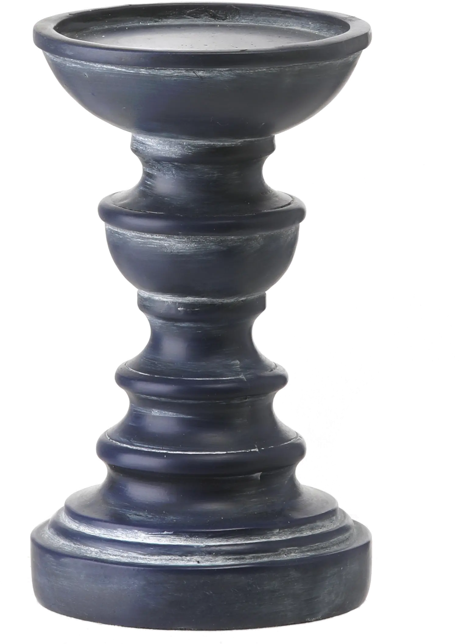 6  Navy Blue Nantucket Resin Candle Stick Holder-1