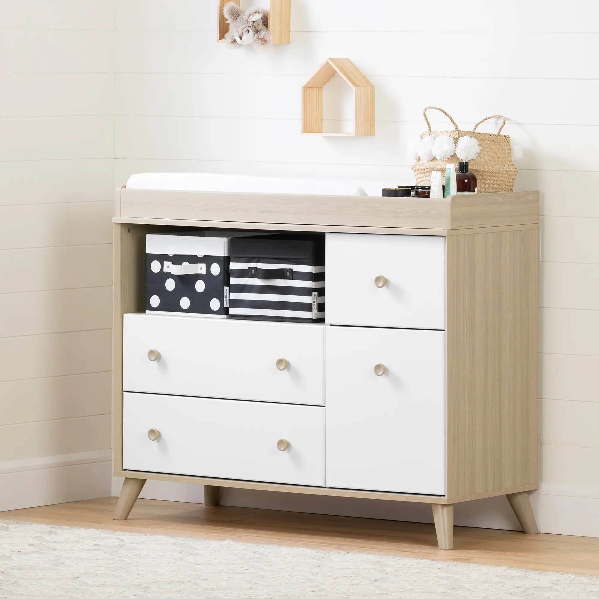 12172 Yodi Modern Soft Elm and White Changing Table - South Shore-2