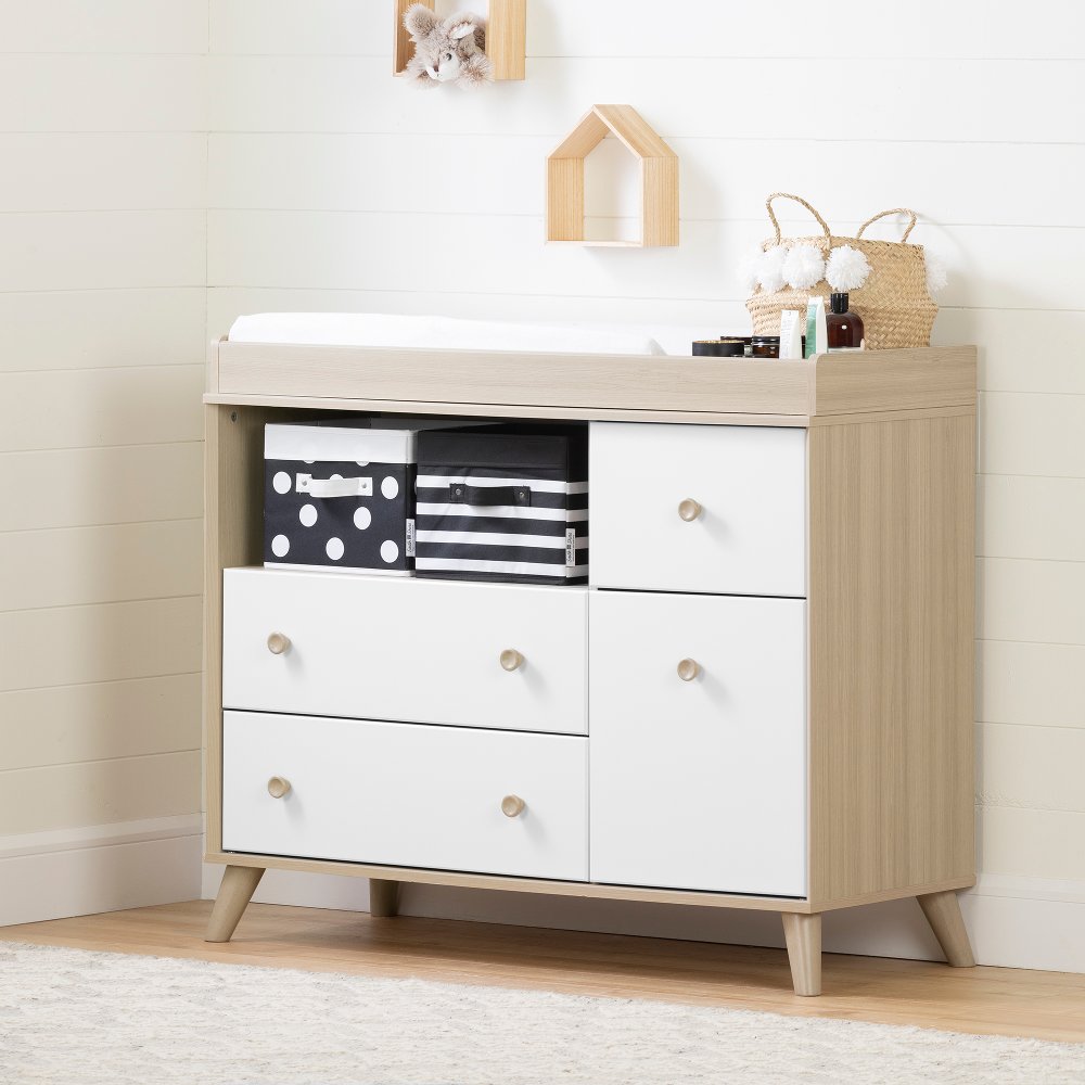 Yodi Modern Soft Elm and White Changing Table - South Shore