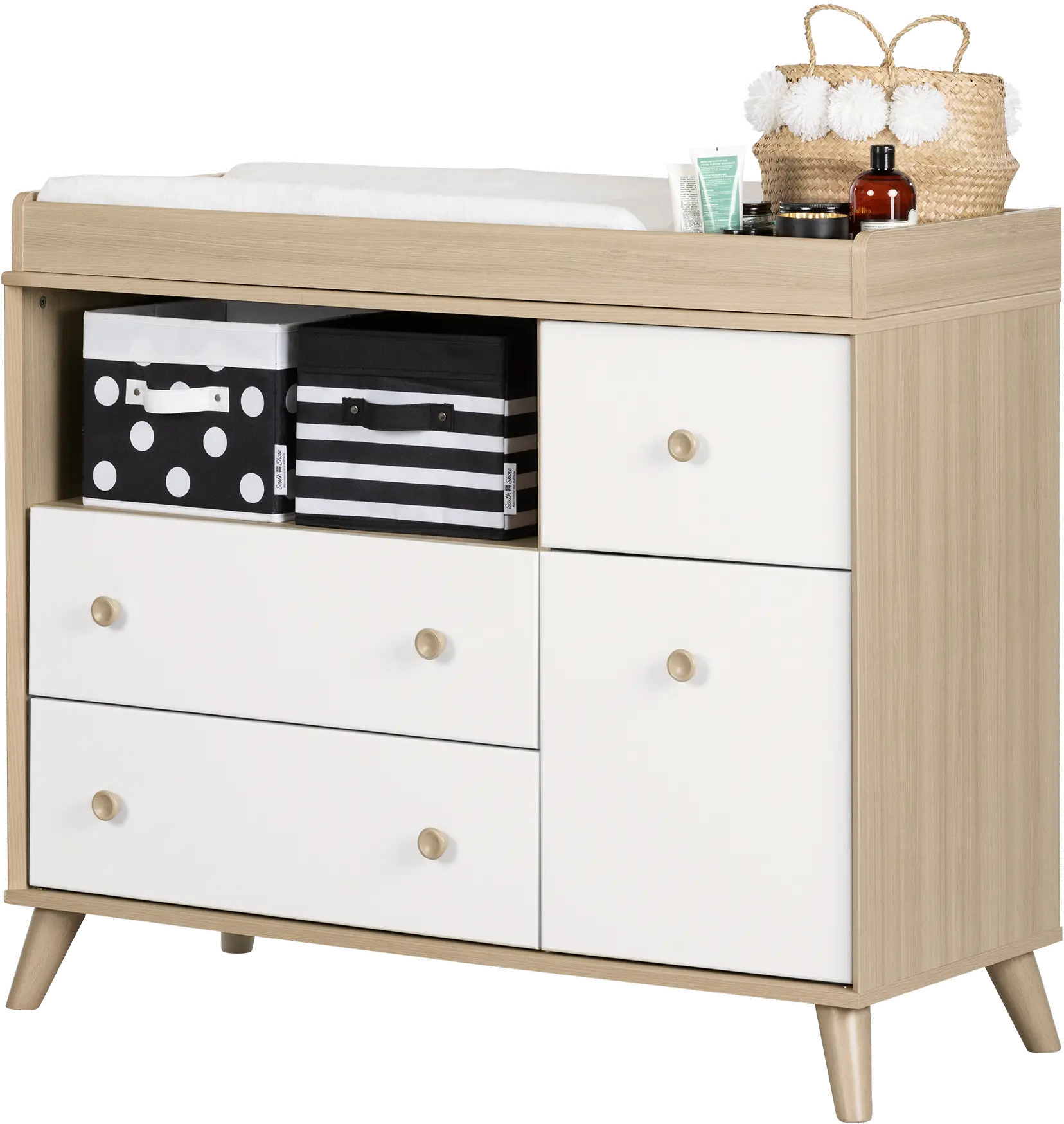 12172 Yodi Modern Soft Elm and White Changing Table - South Shore-1