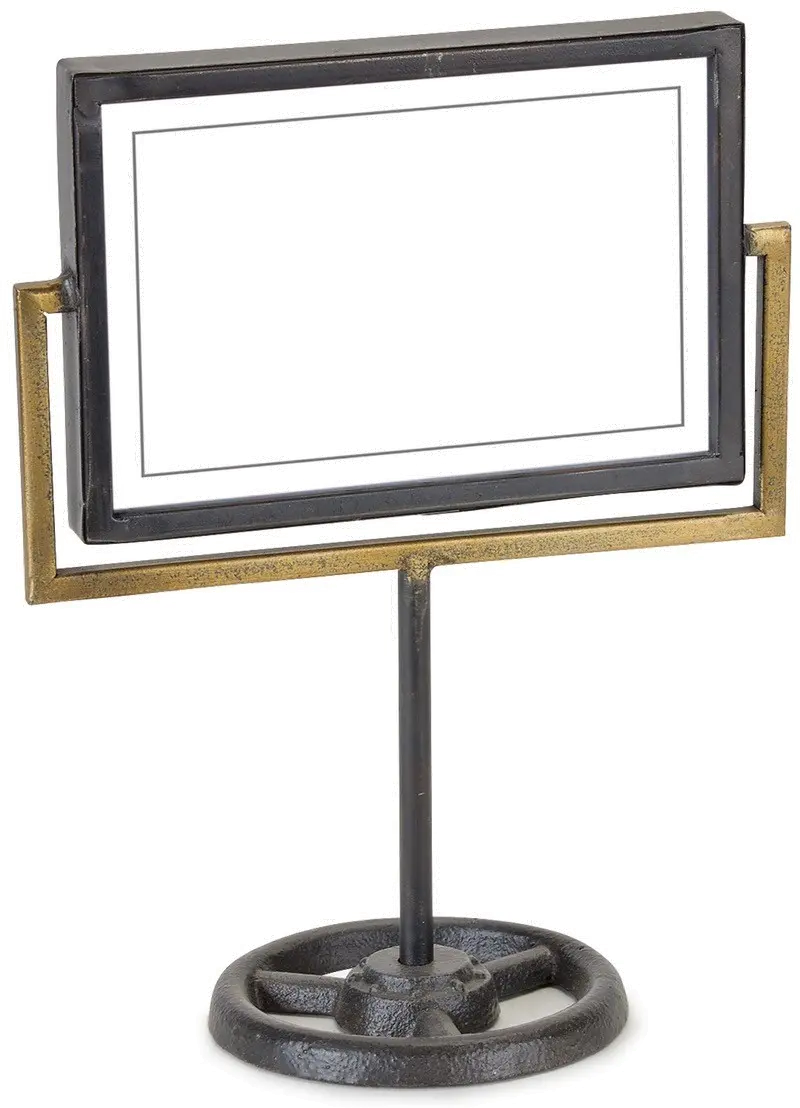 Black and Gold Horizontal Picture Frame on Stand-1