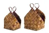 21 Inch Brown Woven Meta-Sequoia Basket with Handles
