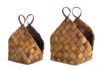 21 Inch Brown Woven Meta-Sequoia Basket with Handles