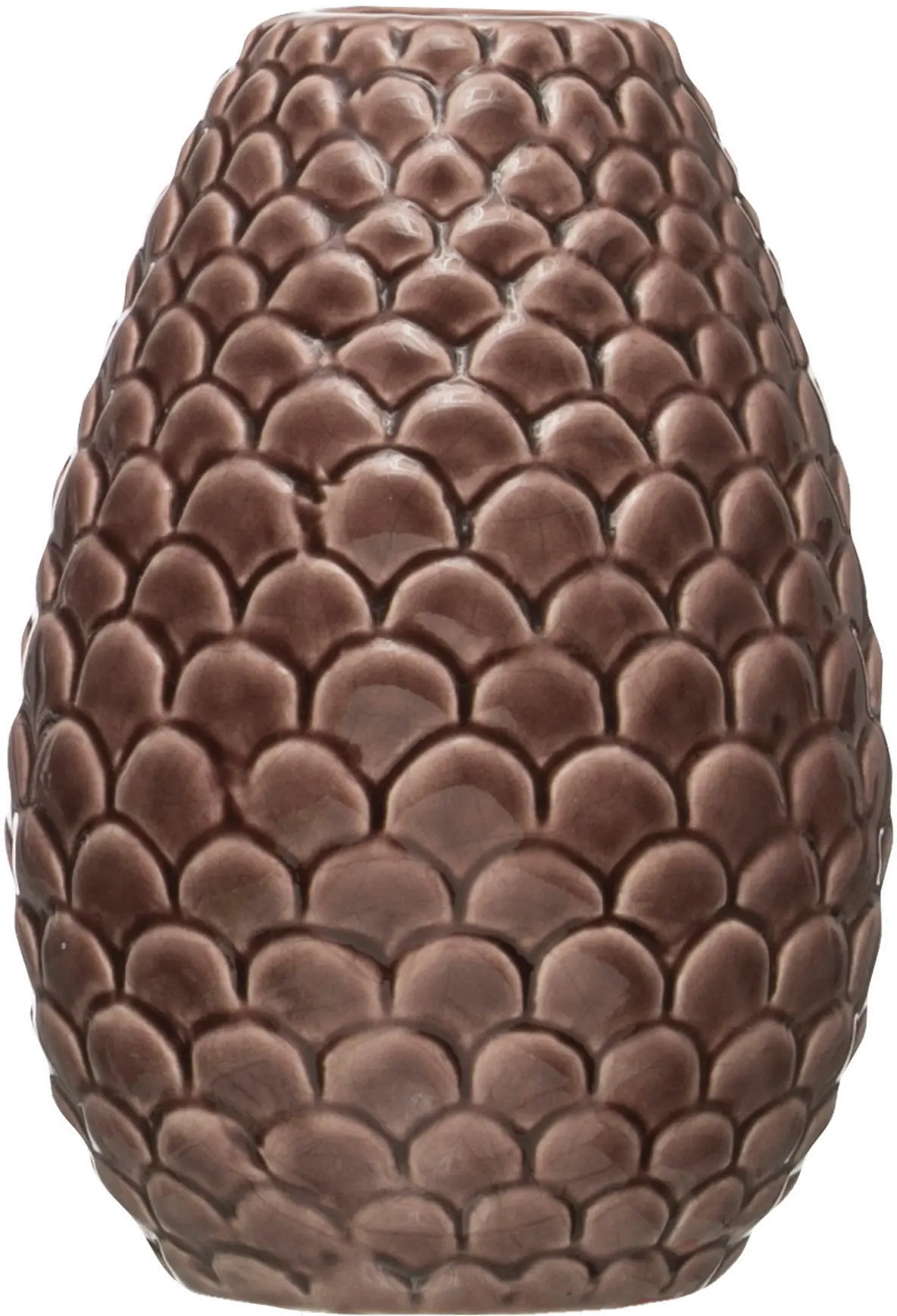 XM5844/PLUMVASE 5 Inch Plum Embossed Stoneware Vase with Crackle Glaze-1
