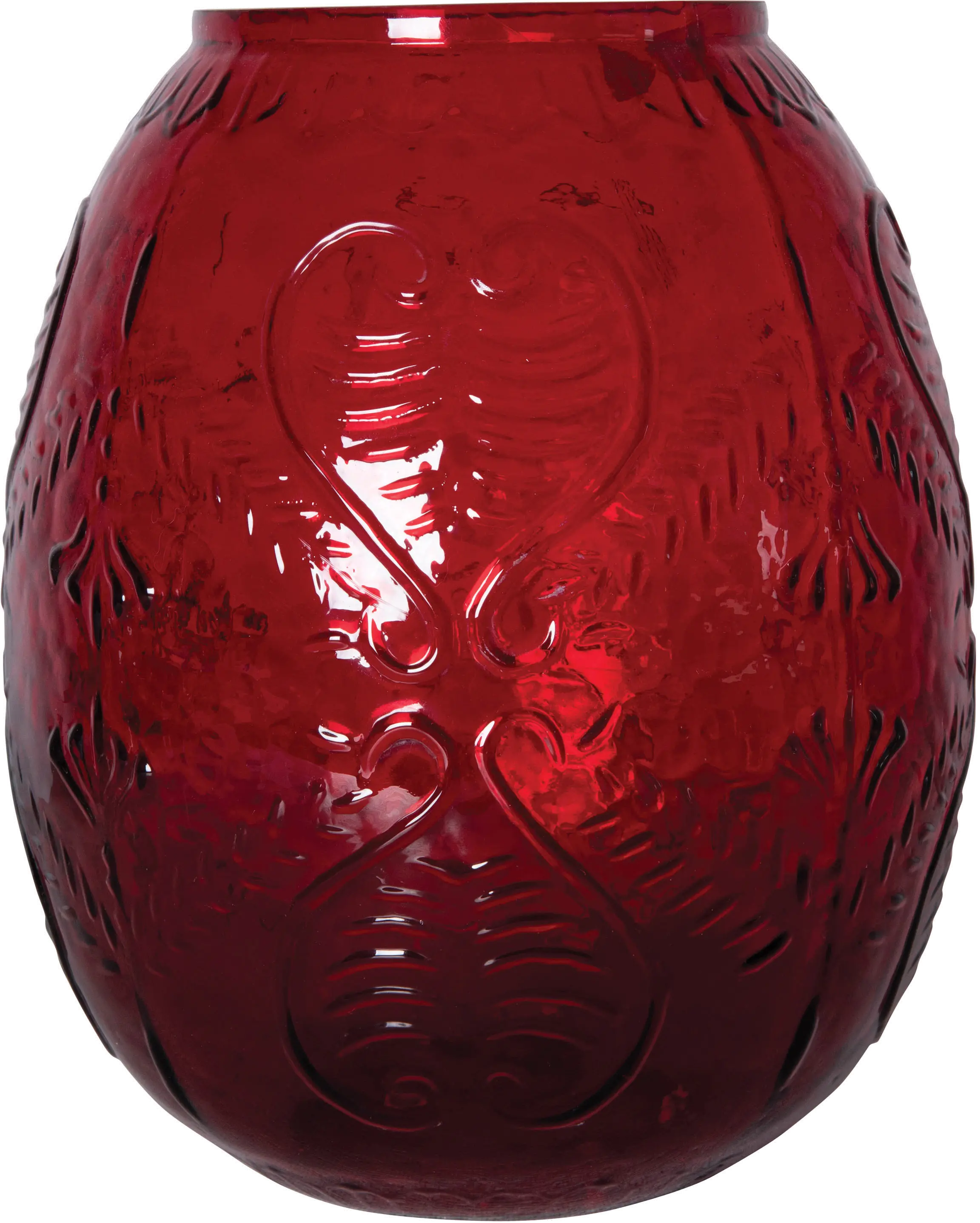 XM6882/REDVASE Red Pressed Glass Votive Holder Vase-1