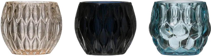 Assorted Blue or Champagne Glass Tea Light Candle Holder