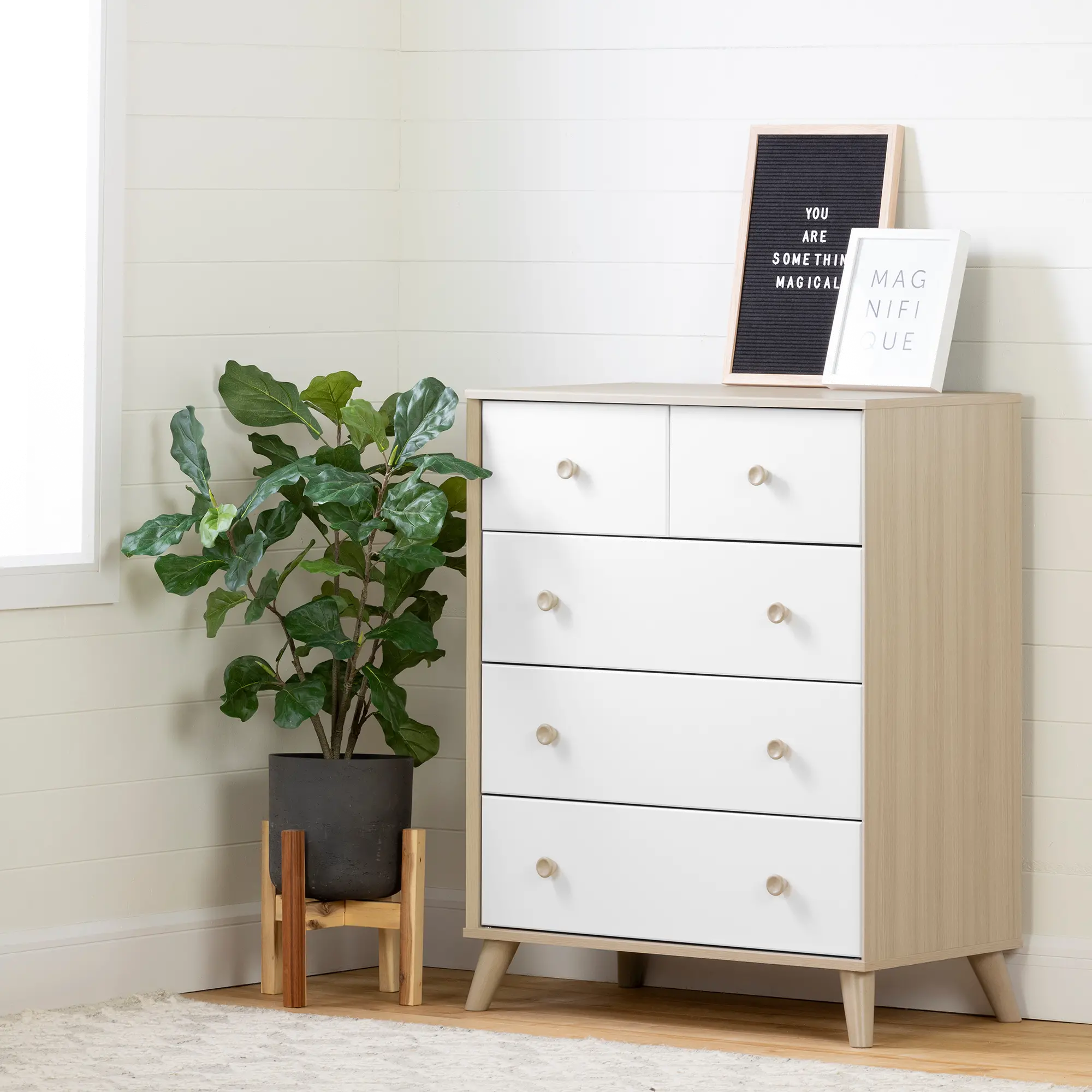 12173 Yodi Modern Soft Elm and White Chest of Drawers - South Shore-2