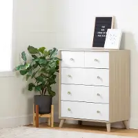 12173 Yodi Modern Soft Elm and White Chest of Drawers - South Shore