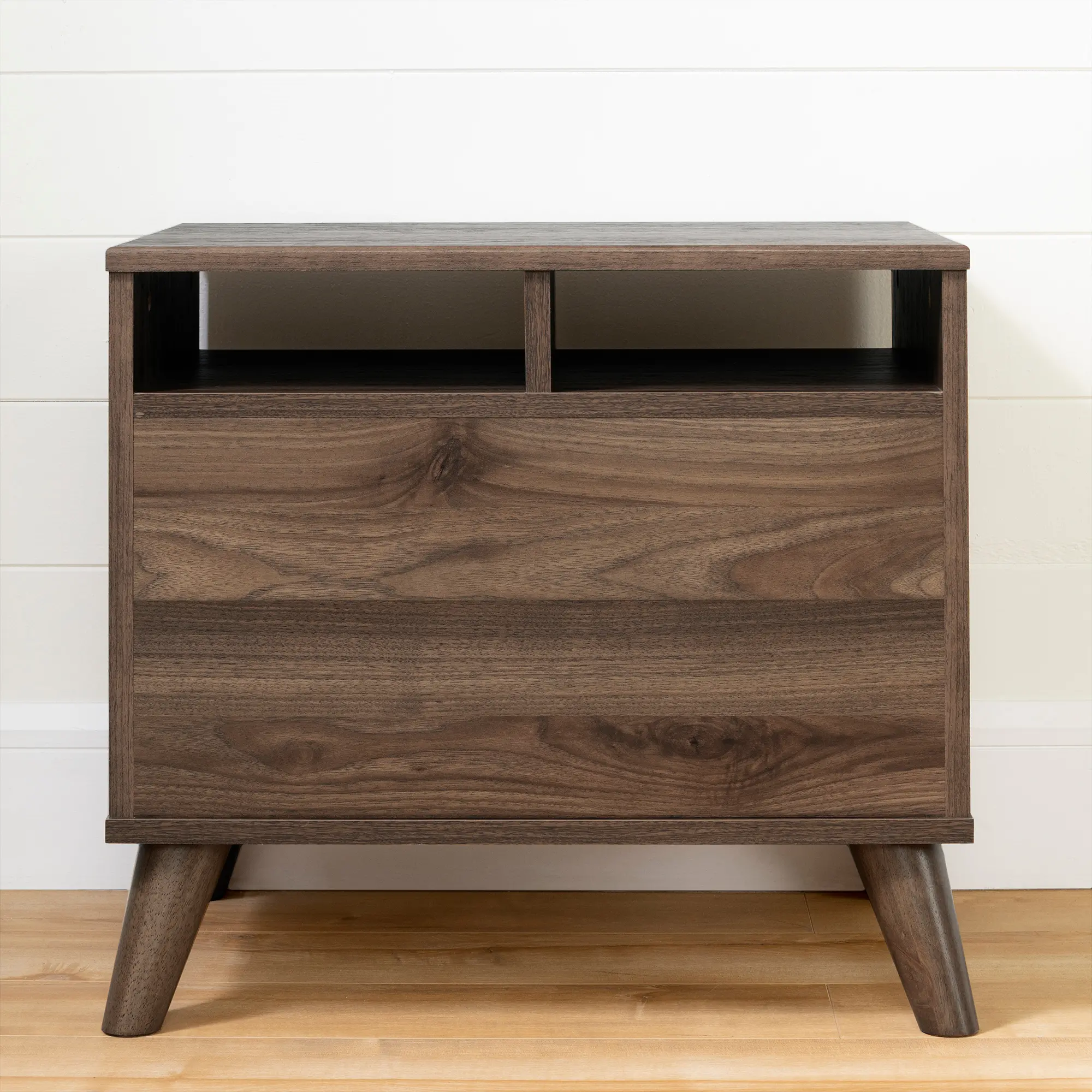 12178 Yodi Modern Walnut Brown and White Nightstand - South Shore-3