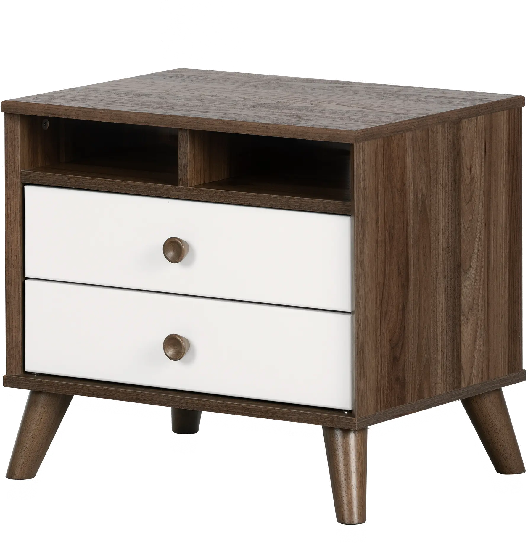 12178 Yodi Modern Walnut Brown and White Nightstand - South Shore-5