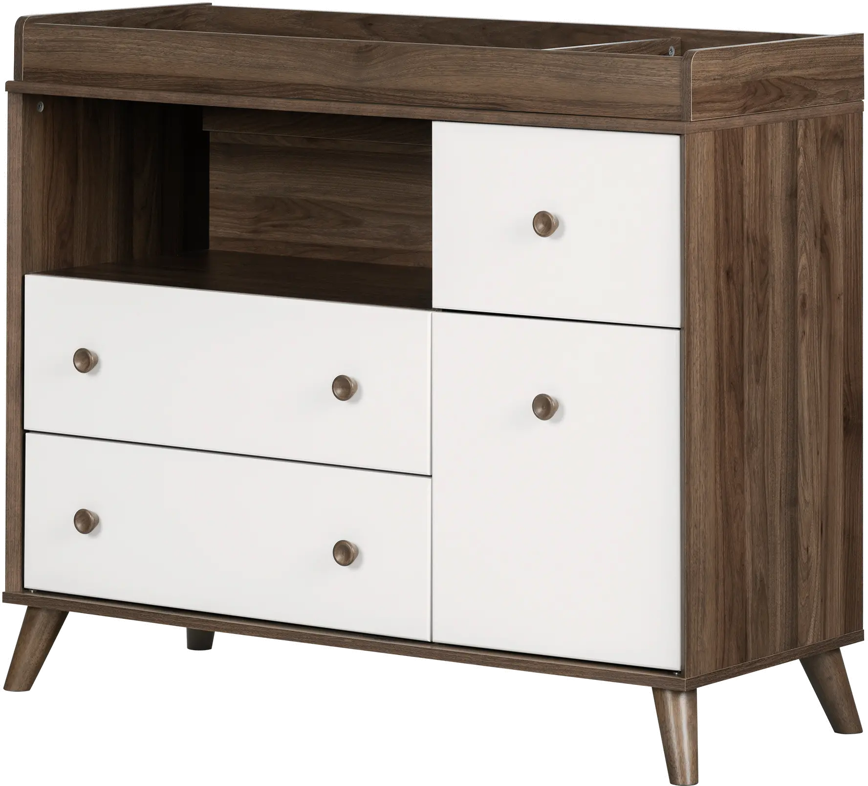 12179 Yodi Modern Walnut Brown and White Changing Table - South Shore-5