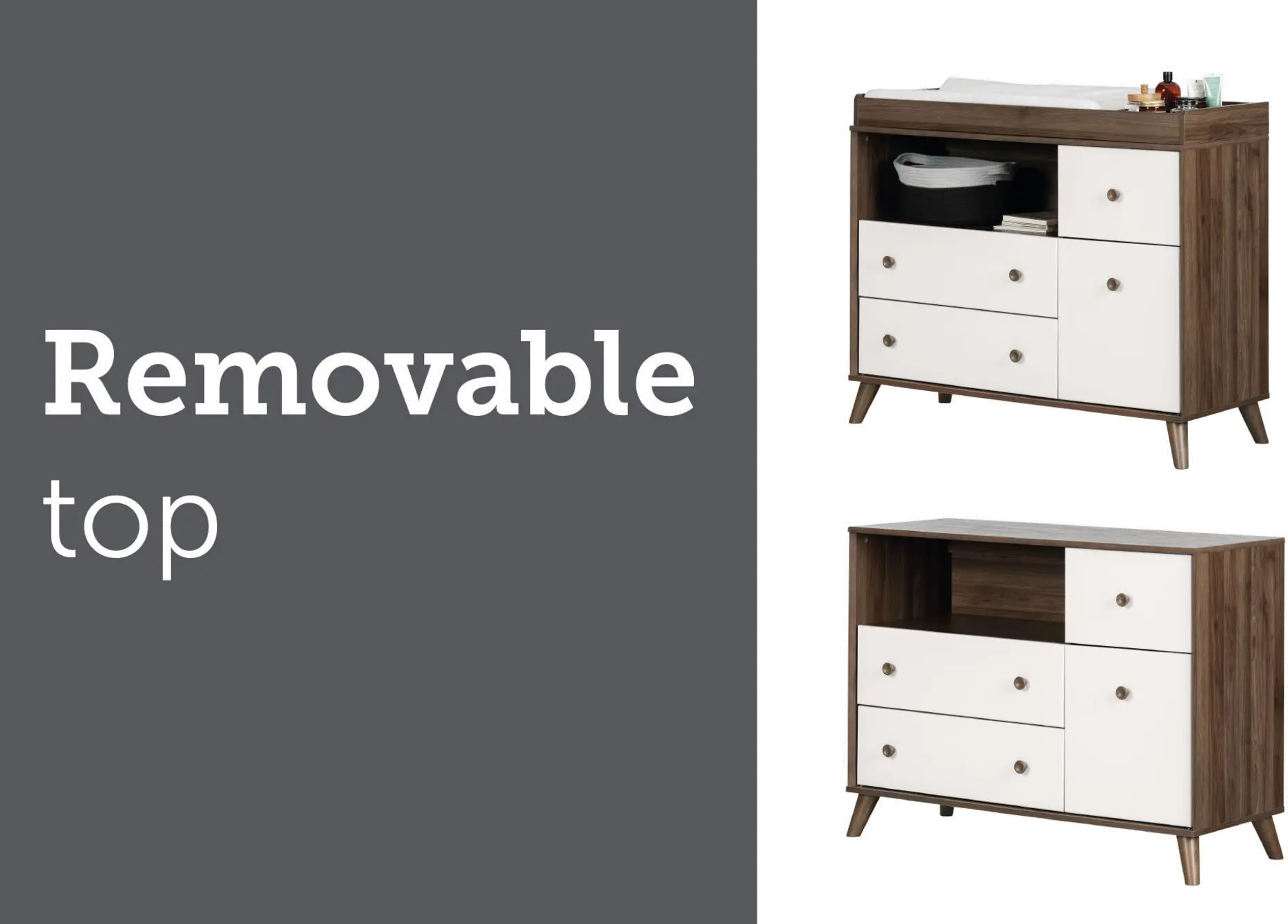 12179 Yodi Modern Walnut Brown and White Changing Table - South Shore-6