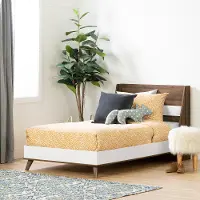12181 Yodi Modern Walnut Brown and White Twin Bed - South Shore
