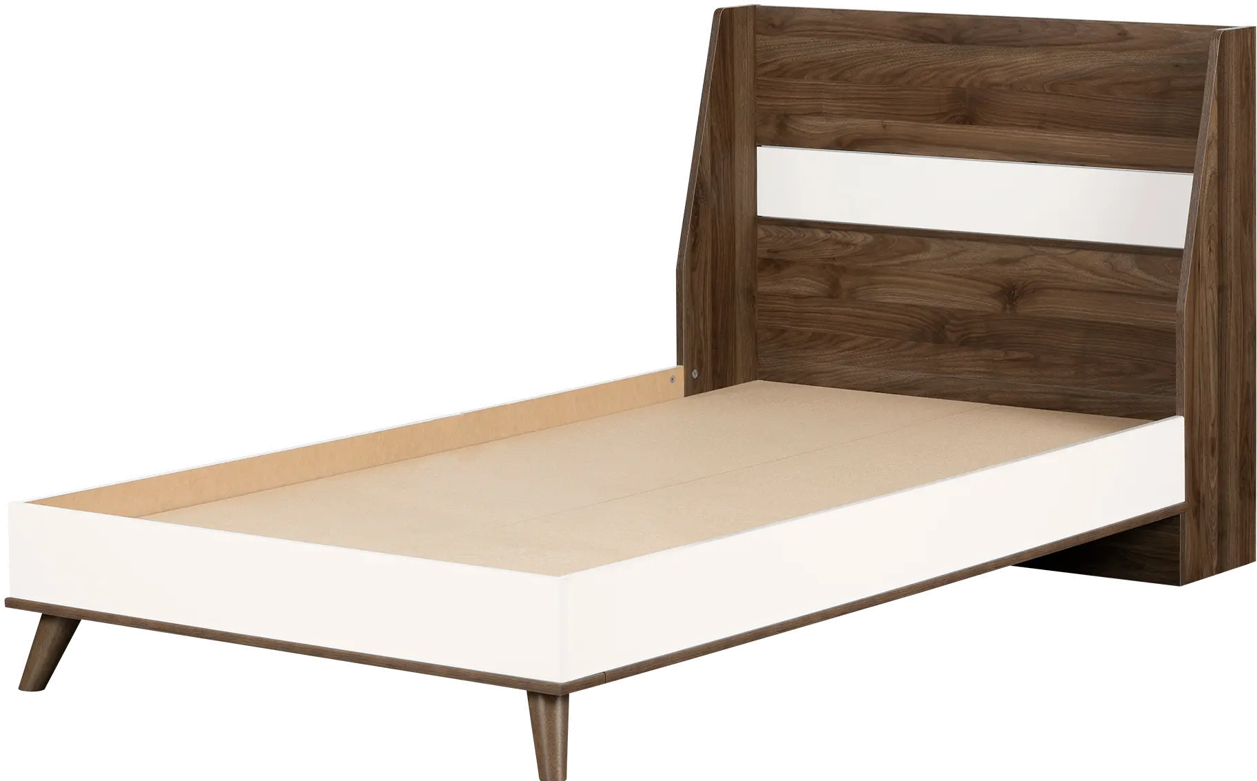 12181 Yodi Modern Walnut Brown and White Twin Bed - South Shore-1