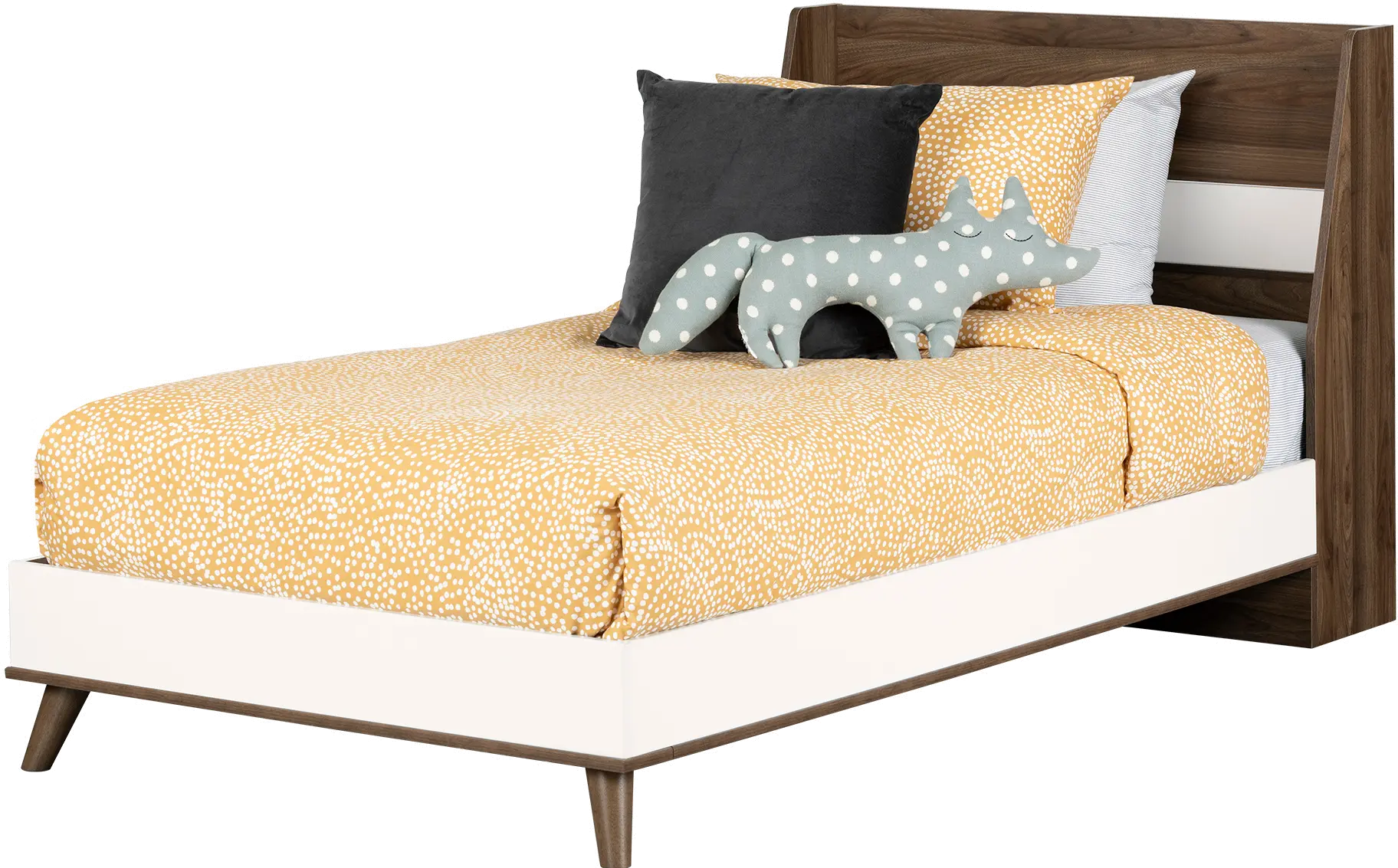 12181 Yodi Modern Walnut Brown and White Twin Bed - South Shore-6