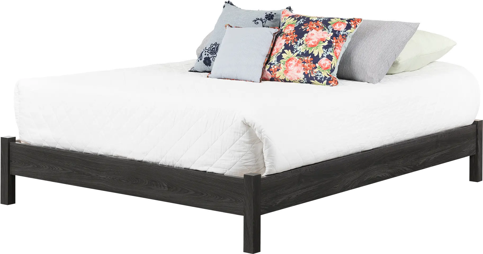 12240 Modern Gray Oak Queen Platform Bed - South Shore-1