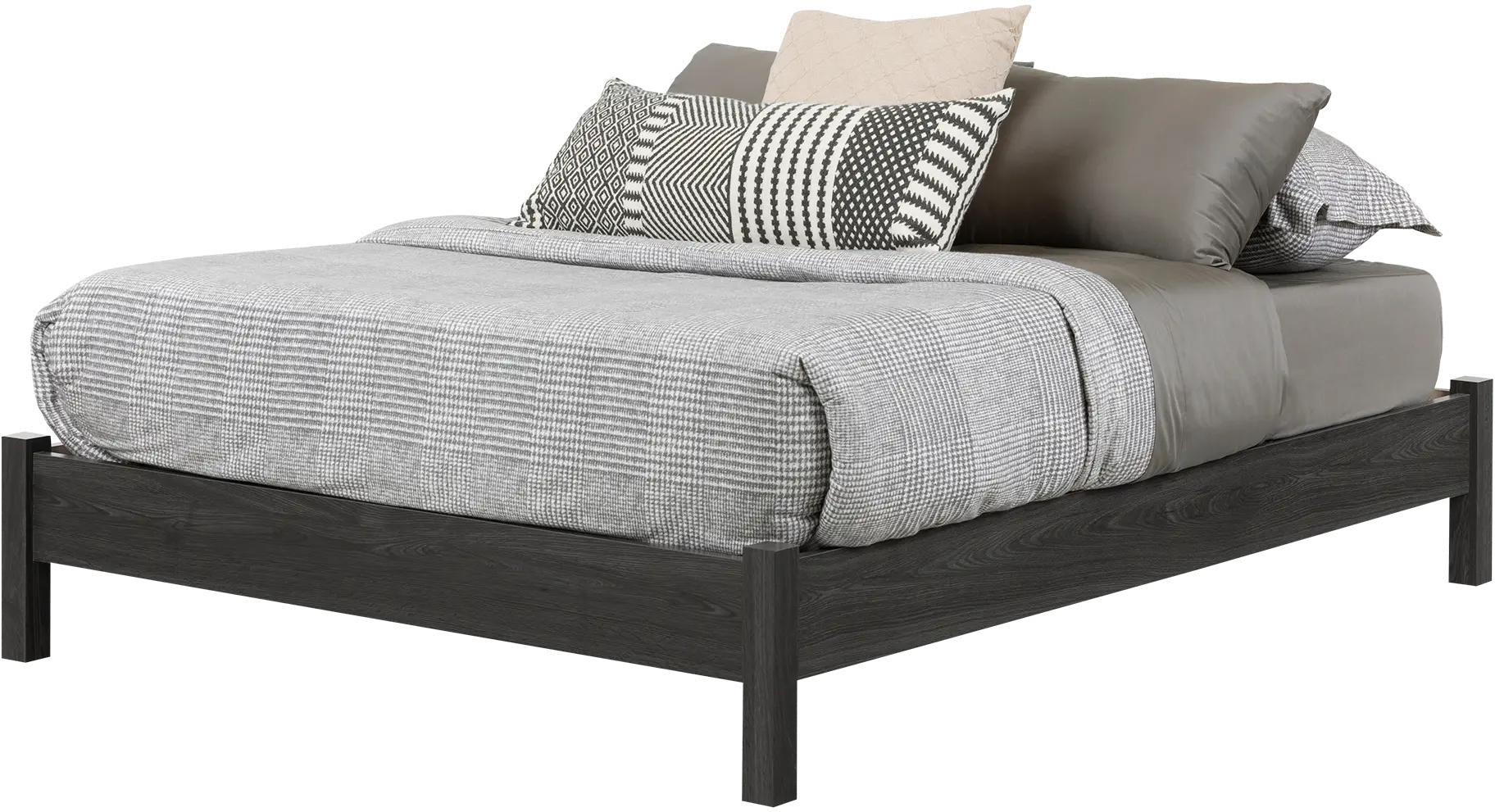 12241 Modern Gray Oak Full Platform Bed - South Shore-1