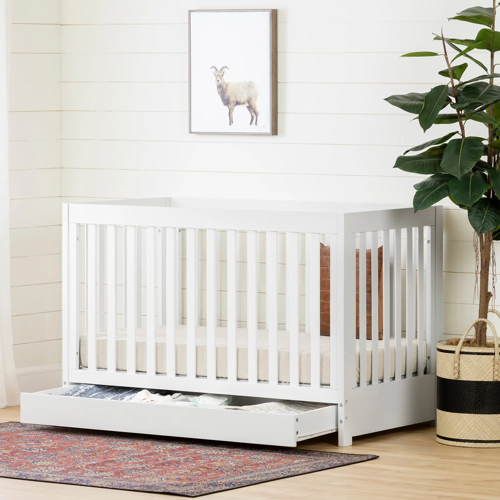 12309 Yodi Modern White Crib with Drawer and Toddler Rail - South Shore-3