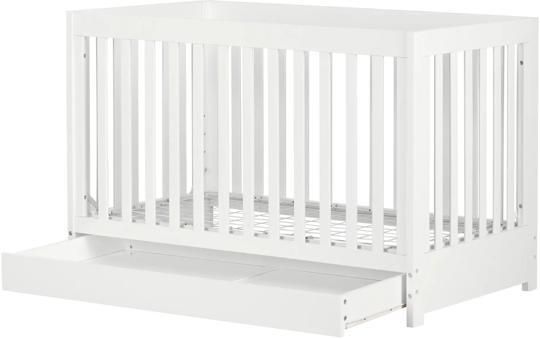 12309 Yodi Modern White Crib with Drawer and Toddler Rail - South Shore-1